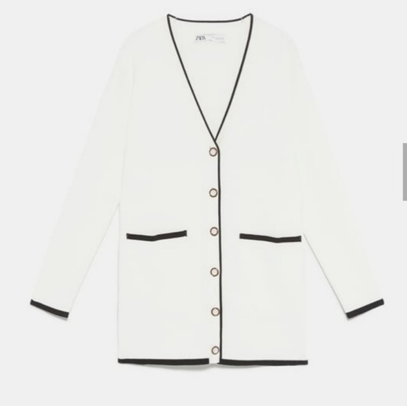 Zara long cardigan w/ faux pearl buttons - Picture 7 of 8